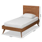 Jiro Mid-Century Modern Walnut Brown Finished Wood Twin Size Platform Bed FredCo