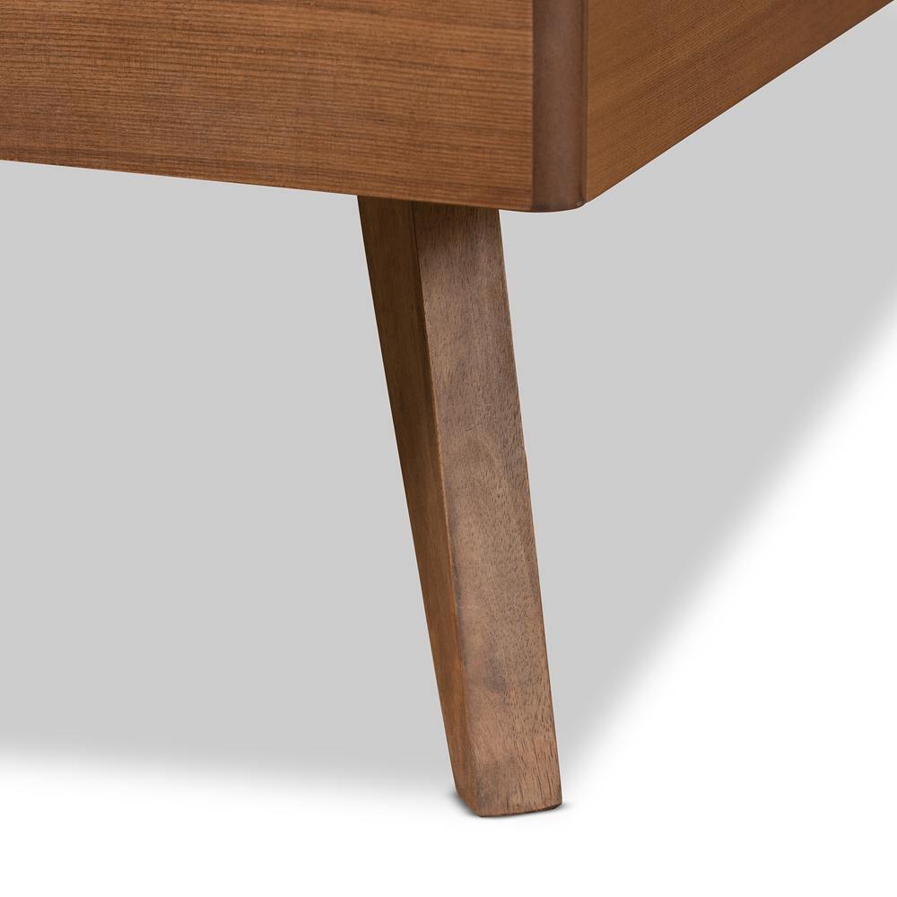 Jiro Mid-Century Modern Walnut Brown Finished Wood Twin Size Platform Bed FredCo