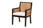 Joana Modern Bohemian Dark Brown Mahogany Wood and Natural Abaca Dining Arm Chair FredCo