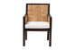 Joana Modern Bohemian Dark Brown Mahogany Wood and Natural Abaca Dining Arm Chair FredCo