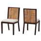 Joana Modern Bohemian Dark Brown Mahogany Wood and Natural Abaca Dining Side Chair (2) FredCo
