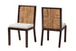 Joana Modern Bohemian Dark Brown Mahogany Wood and Natural Abaca Dining Side Chair (2) FredCo