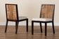 Joana Modern Bohemian Dark Brown Mahogany Wood and Natural Abaca Dining Side Chair (2) FredCo