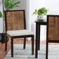 Joana Modern Bohemian Dark Brown Mahogany Wood and Natural Abaca Dining Side Chair (2) FredCo