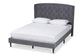 Joanna Modern and Contemporay Grey Velvet Fabric Upholstered and Dark Brown Finished Wood King Size Platform Bed FredCo