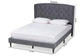 Joanna Modern and Contemporay Grey Velvet Fabric Upholstered and Dark Brown Finished Wood King Size Platform Bed FredCo