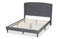 Joanna Modern and Contemporay Grey Velvet Fabric Upholstered and Dark Brown Finished Wood King Size Platform Bed FredCo