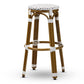 Joelle Classic French Indoor and Outdoor Grey and White Bamboo Style Stackable Bistro Bar Stool FredCo