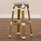Joelle Classic French Indoor and Outdoor Navy and White Bamboo Style Stackable Bistro Bar Stool FredCo
