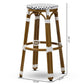 Joelle Classic French Indoor and Outdoor Navy and White Bamboo Style Stackable Bistro Bar Stool FredCo