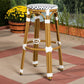 Joelle Classic French Indoor and Outdoor Navy and White Bamboo Style Stackable Bistro Bar Stool FredCo