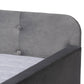 Jona Modern and Contemporary Transitional Grey Velvet Fabric Upholstered and Button Tufted Queen Size Daybed with Trundle FredCo