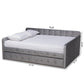 Jona Modern and Contemporary Transitional Grey Velvet Fabric Upholstered and Button Tufted Queen Size Daybed with Trundle FredCo