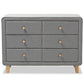 Jonesy Mid-Century Grey Fabric Upholstered 6-Drawer Dresser FredCo