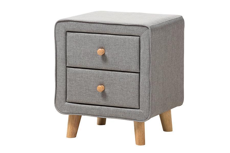 Jonesy Mid-Century Modern Transitional Grey Fabric Upholstered Full Size 3-Piece Bedroom Set FredCo