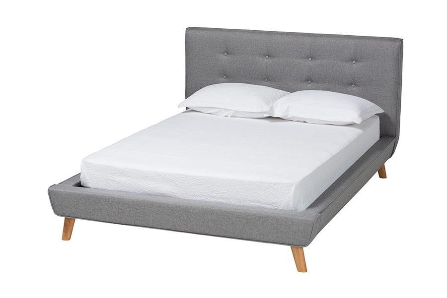 Jonesy Mid-Century Modern Transitional Grey Fabric Upholstered Queen Size 3-Piece Bedroom Set FredCo