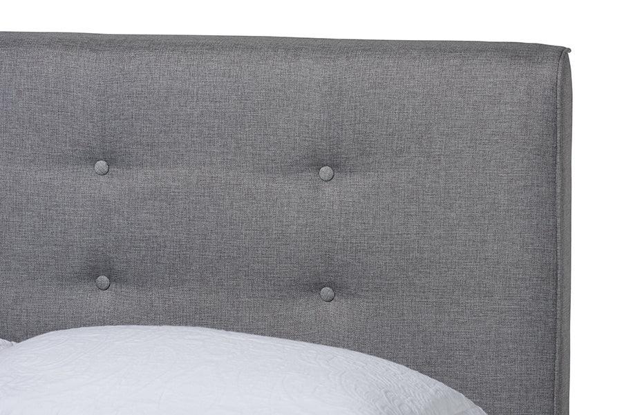 Jonesy Mid-Century Modern Transitional Grey Fabric Upholstered Queen Size 3-Piece Bedroom Set FredCo