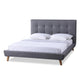 Jonesy Scandinavian Style Mid-century Grey Fabric Upholstered King Size Platform Bed FredCo