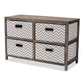 Jorah Modern and Contemporary Grey and White Fabric Upholstered Greywashed Wood 4-Basket Storage Unit FredCo