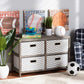 Jorah Modern and Contemporary Grey and White Fabric Upholstered Greywashed Wood 4-Basket Storage Unit FredCo
