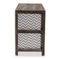 Jorah Modern and Contemporary Grey and White Fabric Upholstered Greywashed Wood 4-Basket Storage Unit FredCo