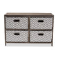 Jorah Modern and Contemporary Grey and White Fabric Upholstered Greywashed Wood 4-Basket Storage Unit FredCo