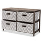 Jorah Modern and Contemporary Grey and White Fabric Upholstered Greywashed Wood 4-Basket Storage Unit FredCo