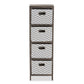Jorah Modern and Contemporary Grey and White Fabric Upholstered Greywashed Wood 4-Basket Tallboy Storage Unit FredCo