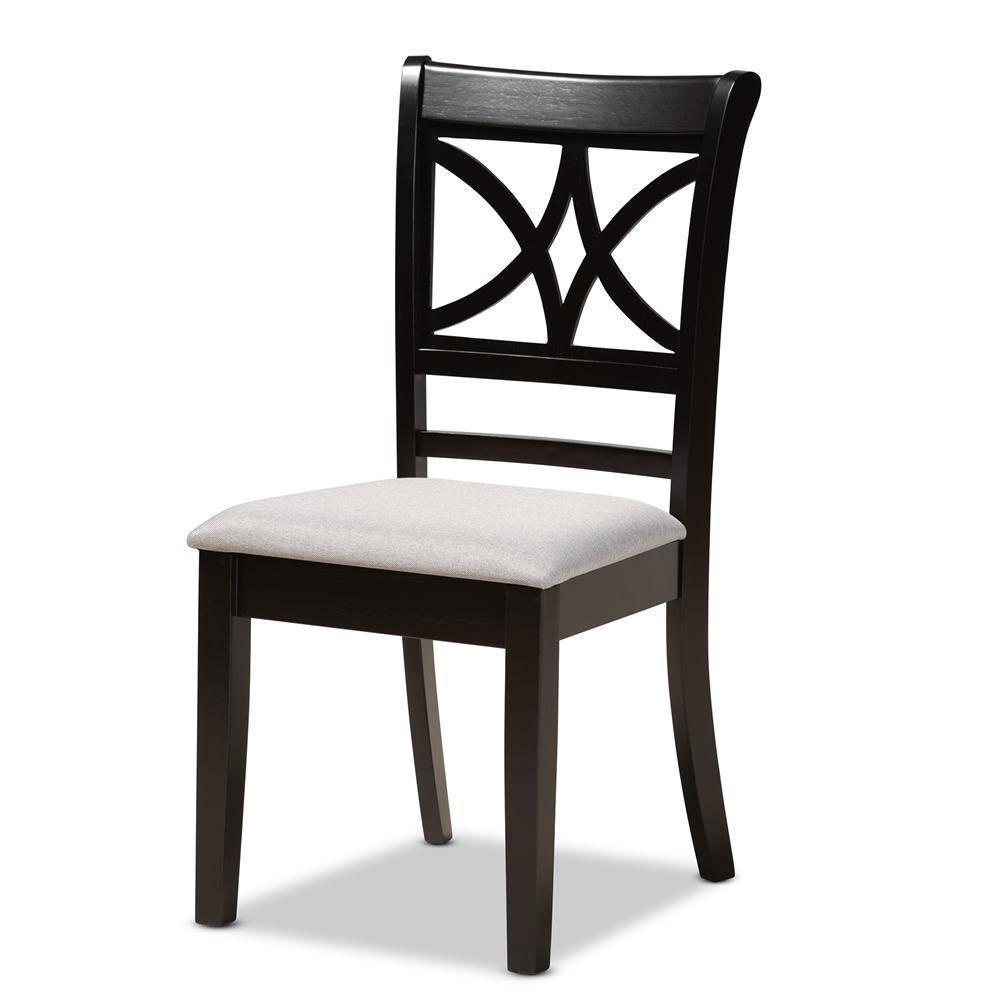 Julia Modern and Contemporary Grey Fabric Upholstered and Dark Brown Finished Wood 5-Piece Dining Set FredCo