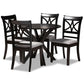 Julia Modern and Contemporary Grey Fabric Upholstered and Dark Brown Finished Wood 5-Piece Dining Set FredCo