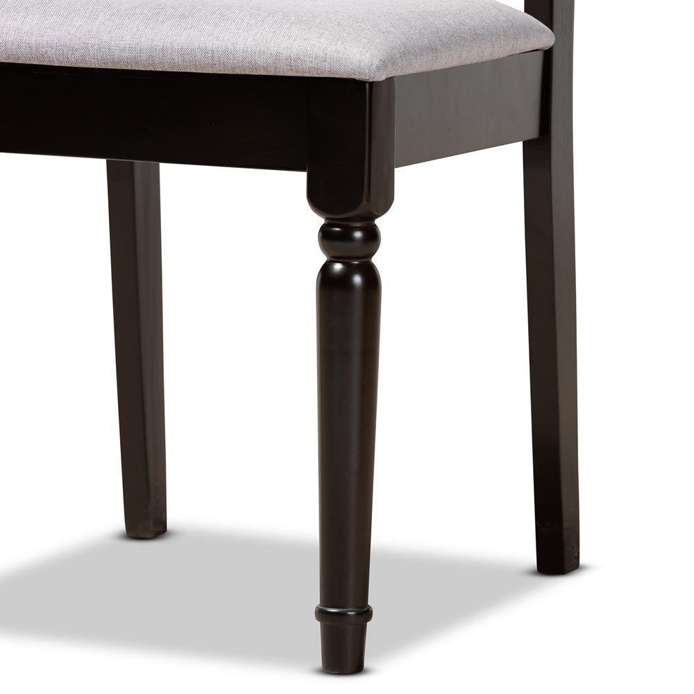 Julie Modern and Contemporary Grey Fabric Upholstered and Dark Brown Finished Wood 5-Piece Dining Set FredCo