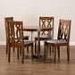 Julie Modern and Contemporary Grey Fabric Upholstered and Walnut Brown Finished Wood 5-Piece Dining Set FredCo