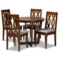 Julie Modern and Contemporary Grey Fabric Upholstered and Walnut Brown Finished Wood 5-Piece Dining Set FredCo