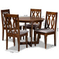 Julie Modern and Contemporary Grey Fabric Upholstered and Walnut Brown Finished Wood 5-Piece Dining Set FredCo