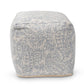 Juvita Modern and Contemporary Ivory and Blue Handwoven Cotton Paisley Pouf Ottoman FredCo