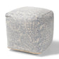 Juvita Modern and Contemporary Ivory and Blue Handwoven Cotton Paisley Pouf Ottoman FredCo