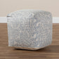Juvita Modern and Contemporary Ivory and Blue Handwoven Cotton Paisley Pouf Ottoman FredCo