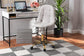 Kabira Contemporary Glam and Luxe Grey Velvet Fabric and Gold Metal Swivel Office chair FredCo
