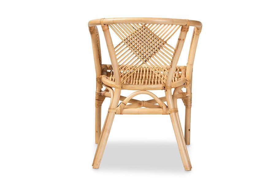 Kagama Modern Bohemian Natural Brown Rattan Dining Chair FredCo