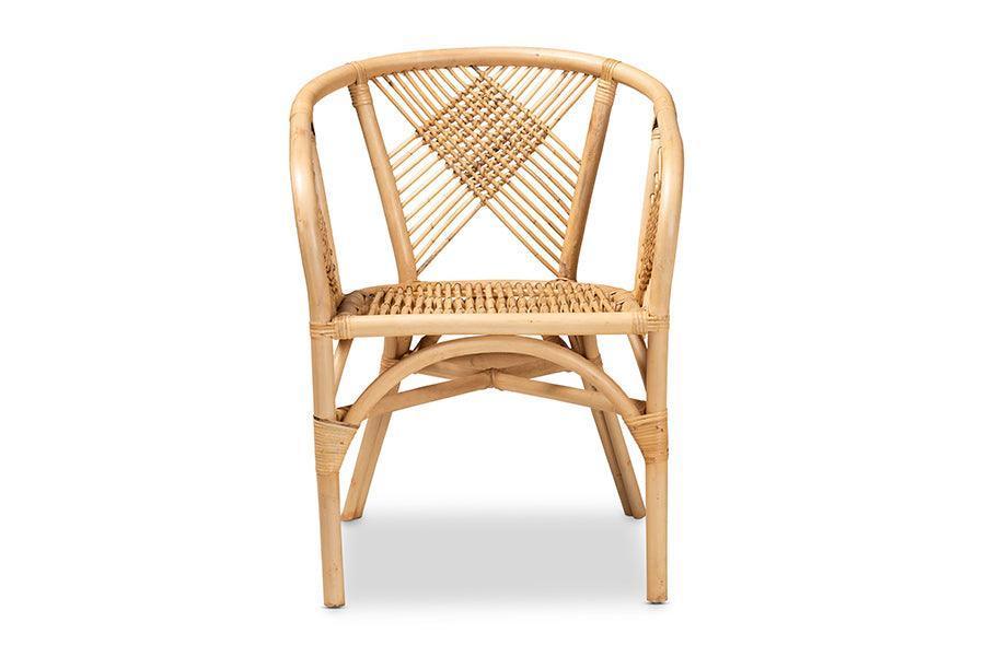 Kagama Modern Bohemian Natural Brown Rattan Dining Chair FredCo