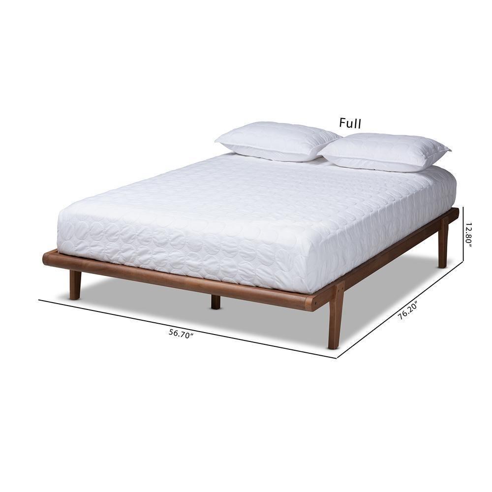 Kaia Mid-Century Modern Walnut Brown Finished Wood King Size Platform Bed Frame FredCo