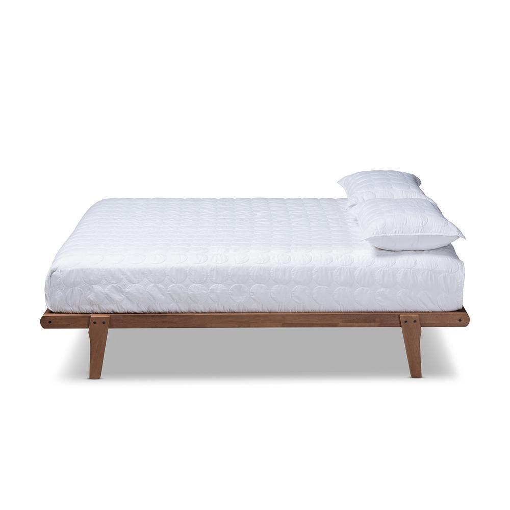 Kaia Mid-Century Modern Walnut Brown Finished Wood King Size Platform Bed Frame FredCo