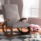 Kaira Modern and Contemporary Gray Fabric Upholstered and Walnut-Finished Wood Rocking Chair FredCo