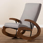 Kaira Modern and Contemporary Gray Fabric Upholstered and Walnut-Finished Wood Rocking Chair FredCo