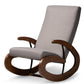 Kaira Modern and Contemporary Gray Fabric Upholstered and Walnut-Finished Wood Rocking Chair FredCo