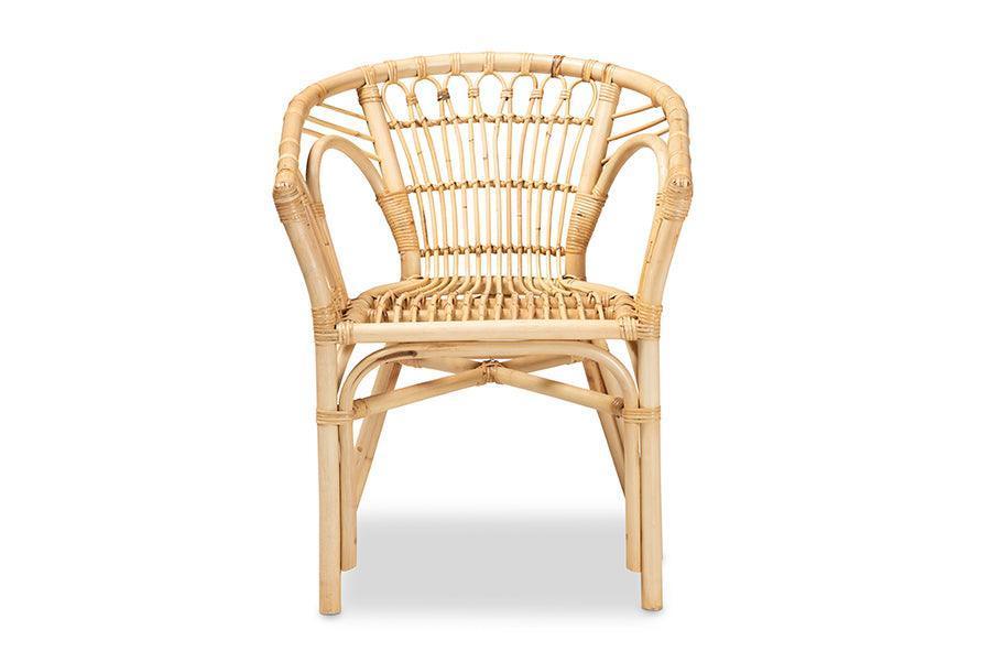 Kaka Modern Bohemian Natural Brown Rattan Dining Chair FredCo
