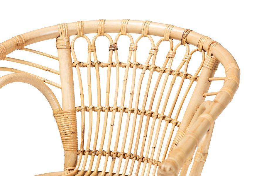 Kaka Modern Bohemian Natural Brown Rattan Dining Chair FredCo