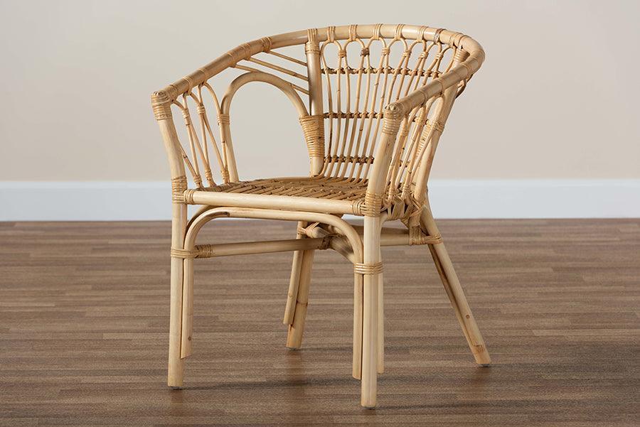 Kaka Modern Bohemian Natural Brown Rattan Dining Chair FredCo