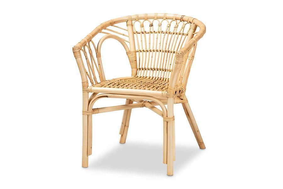 Kaka Modern Bohemian Natural Brown Rattan Dining Chair FredCo