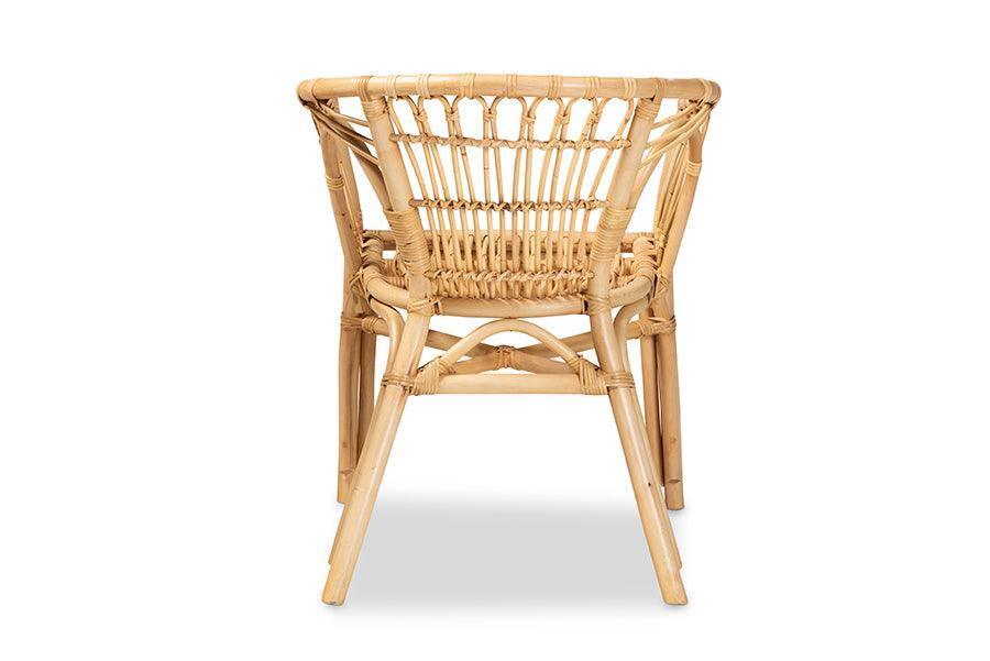 Kaka Modern Bohemian Natural Brown Rattan Dining Chair FredCo